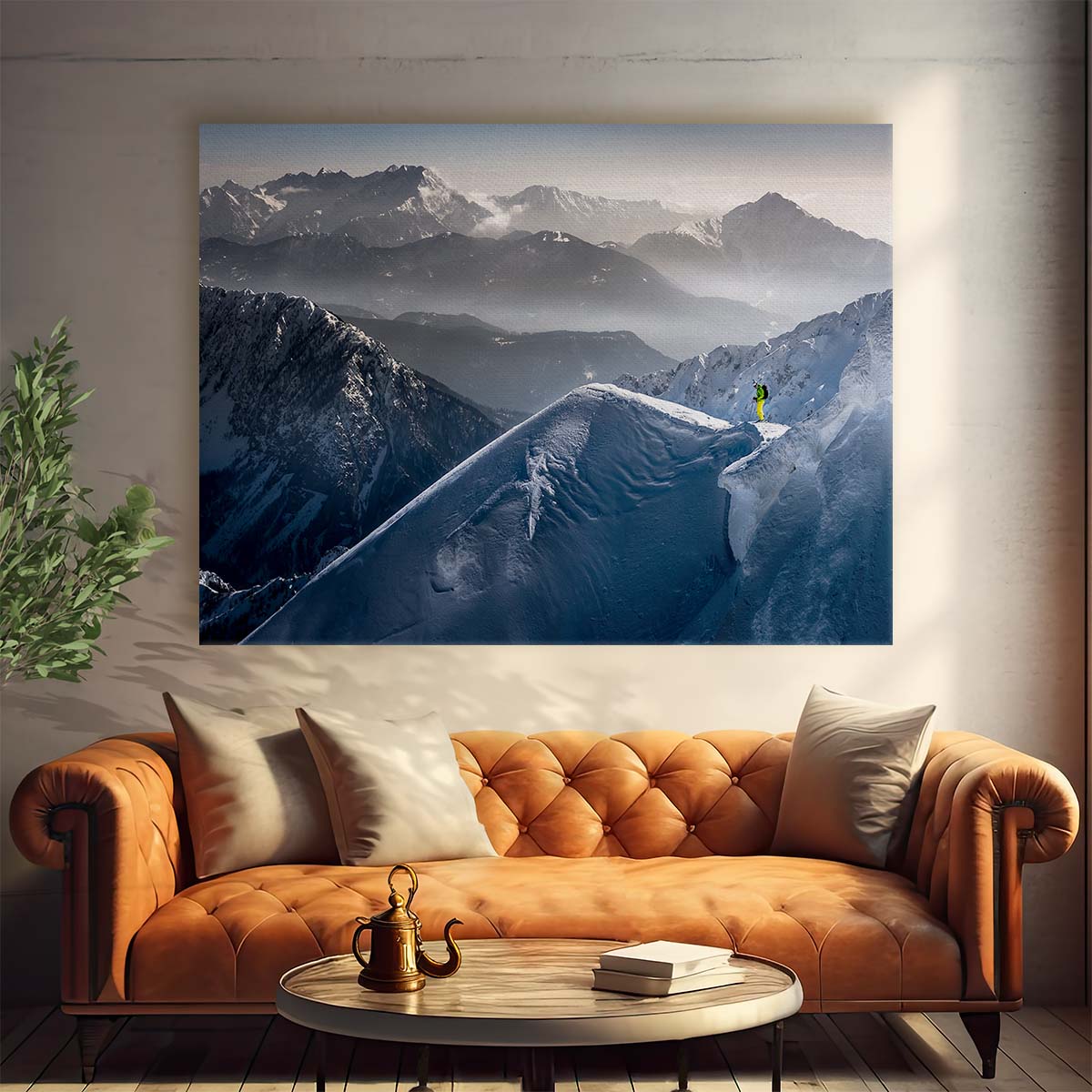 Alpine Ski Adventure SnowCapped Mountains Wall Art by Luxuriance Designs. Made in USA.
