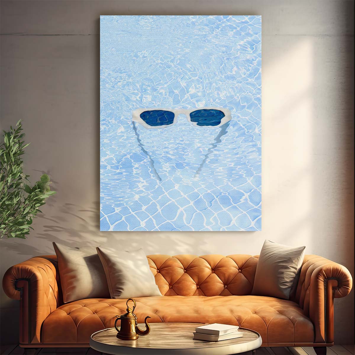 Blue Pool Water, Floating Sunglasses Summer Vacation Photography by Luxuriance Designs, made in USA