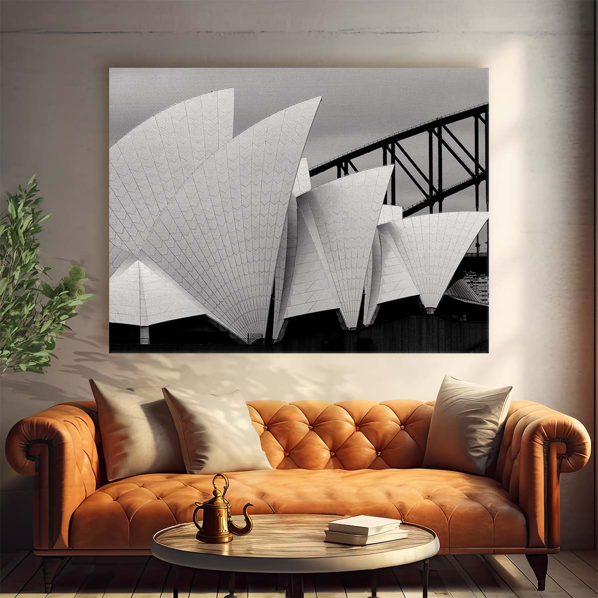Iconic Sydney Opera House Monochrome Architecture Wall Art by Luxuriance Designs. Made in USA.