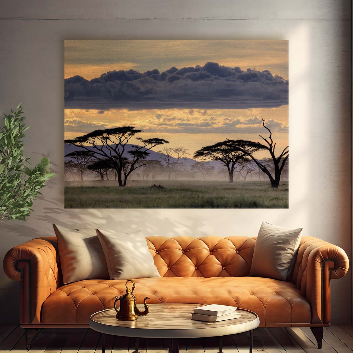 Tanzania Savannah Sunset & Misty Trees Wall Art by Luxuriance Designs. Made in USA.