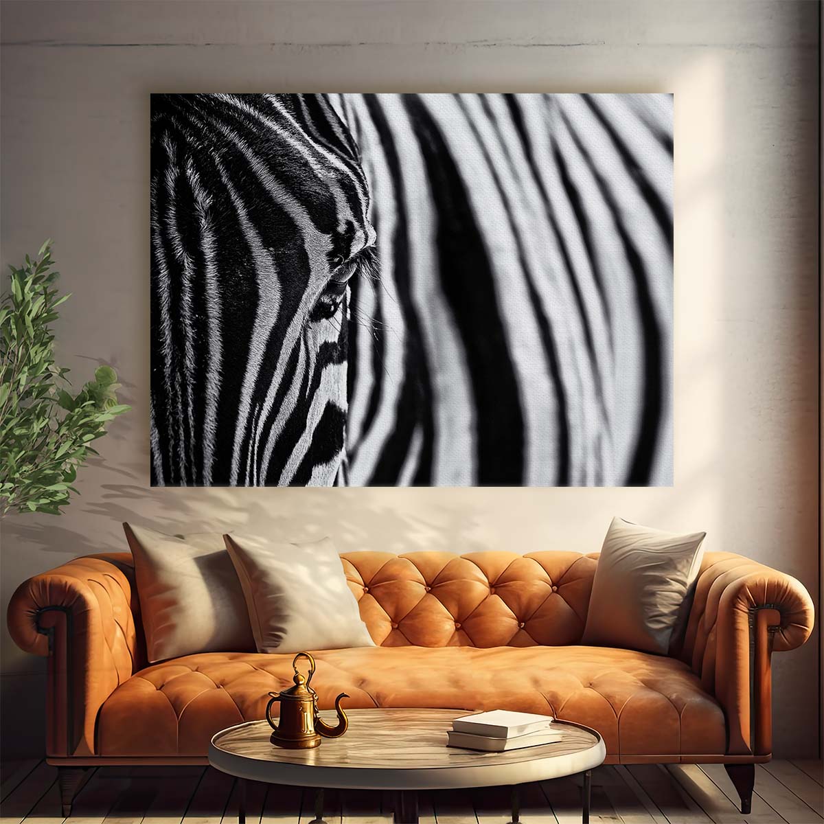 Monochrome Zebra Stripe Pattern Abstract Photography Wall Art