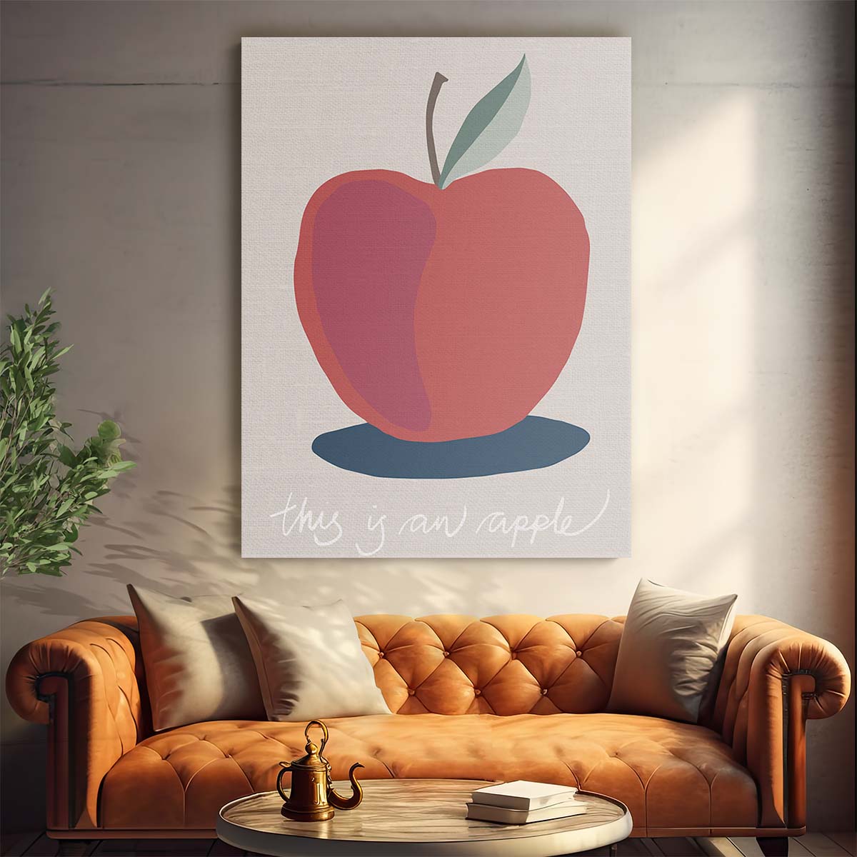 Mid-Century Apple Illustration Wall Art for Kitchen by Luxuriance Designs, made in USA