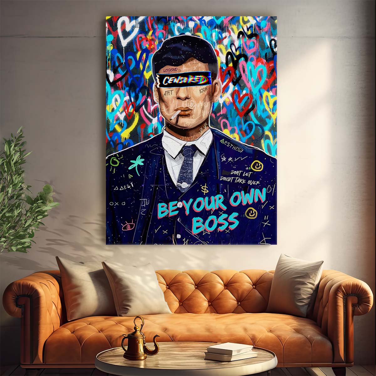 Thomas Shelby Godfather Graffiti Wall Art by Luxuriance Designs. Made in USA.