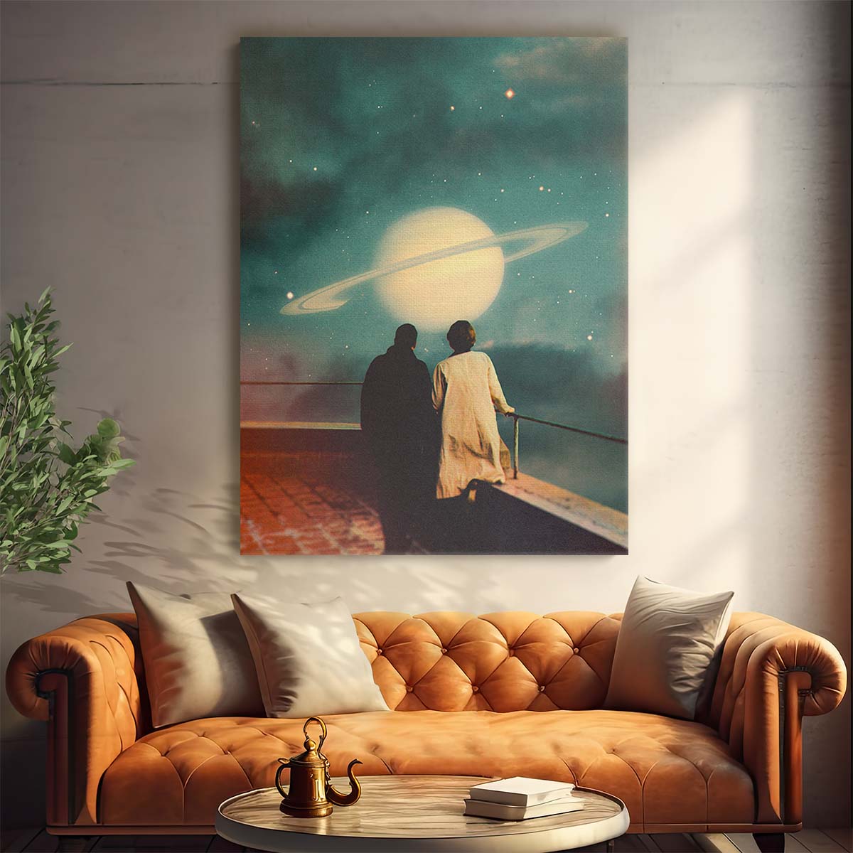 Romantic Retro-Futuristic Space Adventure Collage Wall Art by Taudalpoi by Luxuriance Designs, made in USA