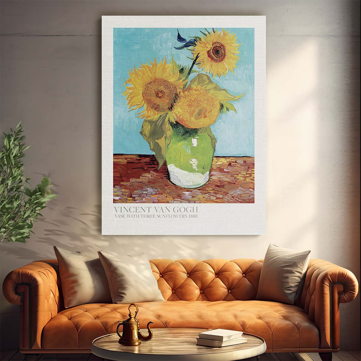 Van Gogh's Colorful Sunflowers in Vase, Botanical Oil Painting Poster by Luxuriance Designs, made in USA