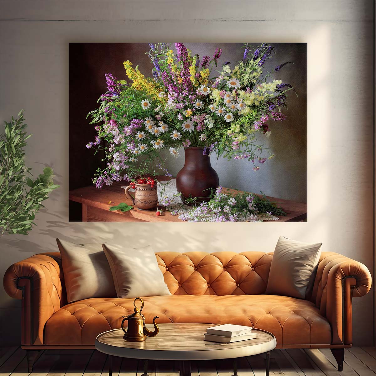 Summer Blossom & Berry Vase Floral Wall Art by Luxuriance Designs. Made in USA.