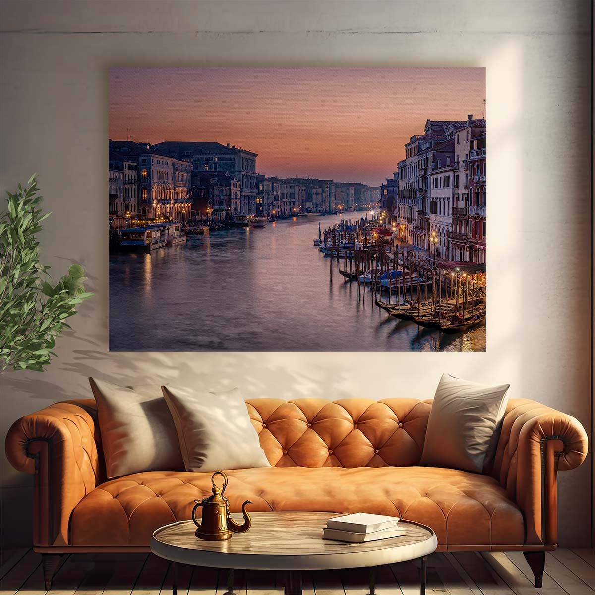 Venice Canal Sunset Romance Gondola Wall Art by Luxuriance Designs. Made in USA.