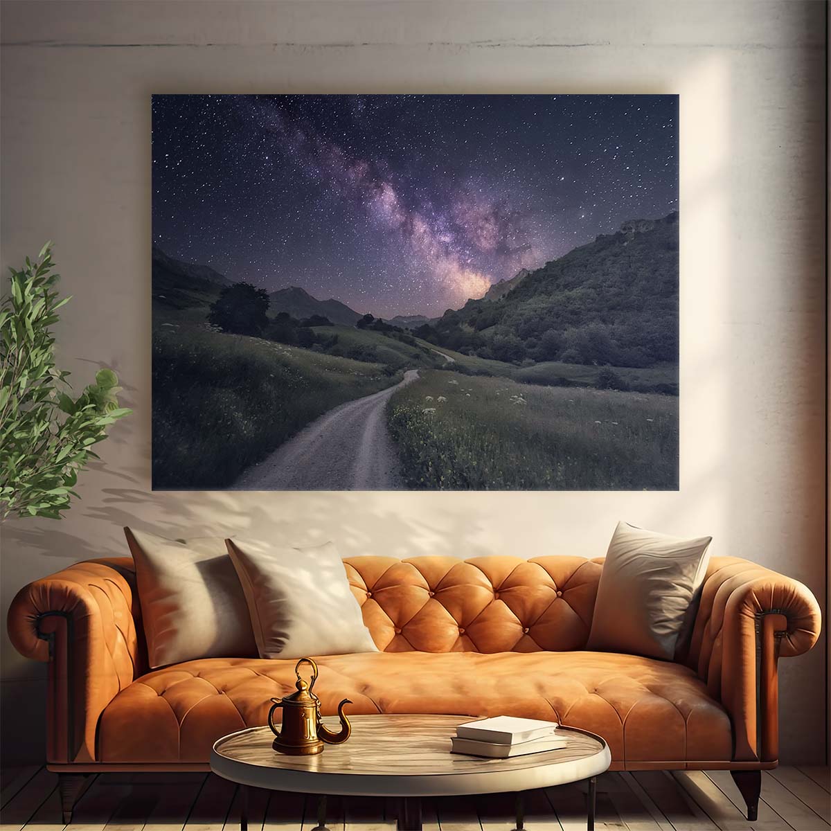 Starry Night Sky Over Asturias Mountains Wall Art by Luxuriance Designs. Made in USA.