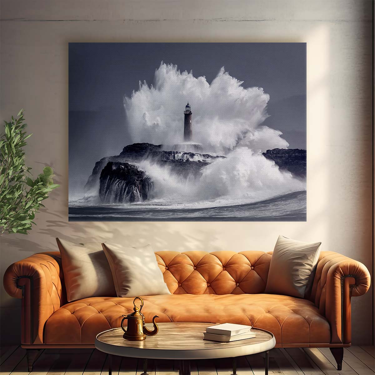 Dramatic Waves & Lighthouse Seascape Photography, Santander Spain Wall Art