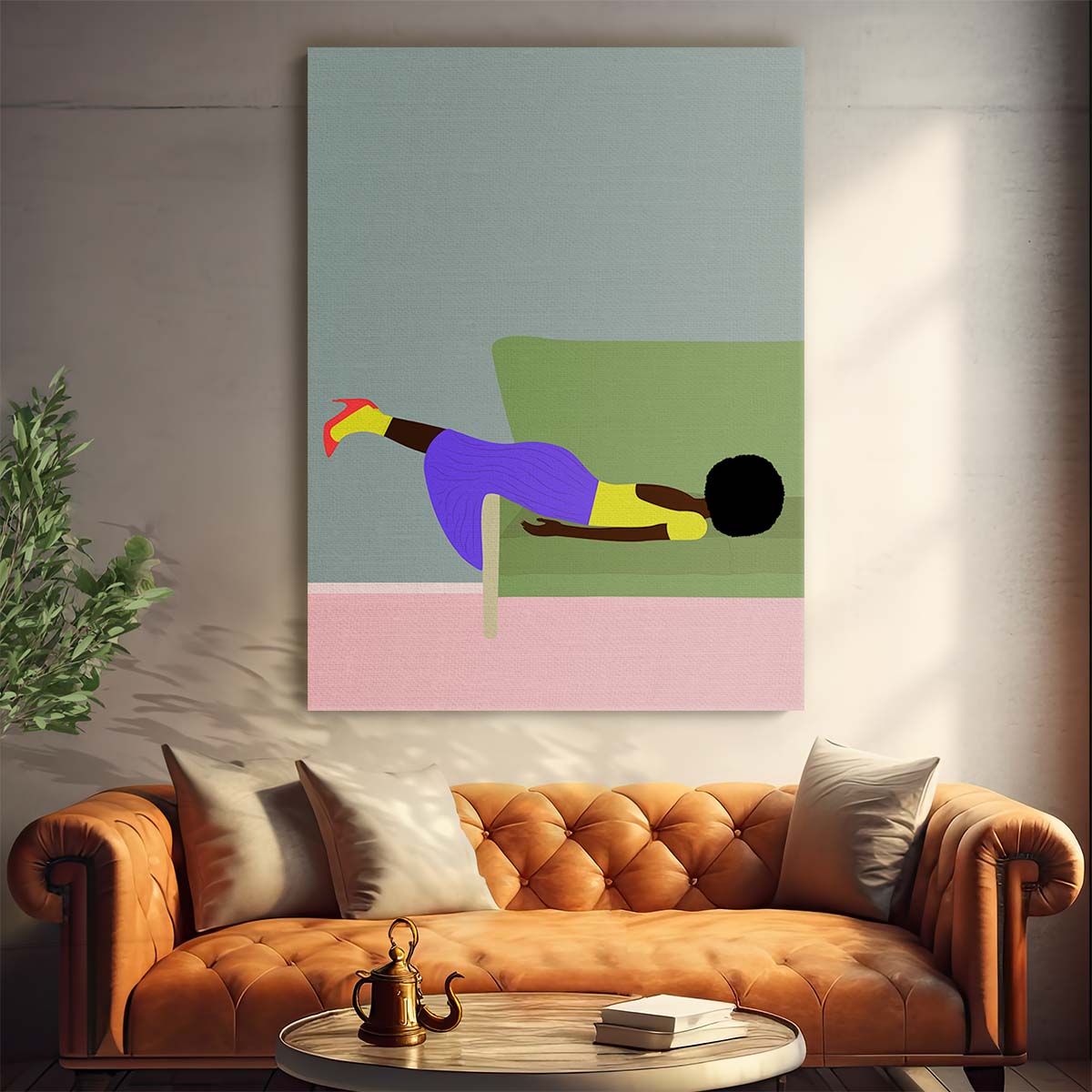 Black Woman Resting on Sofa Illustration, Fashionable Wall Art by Luxuriance Designs, made in USA