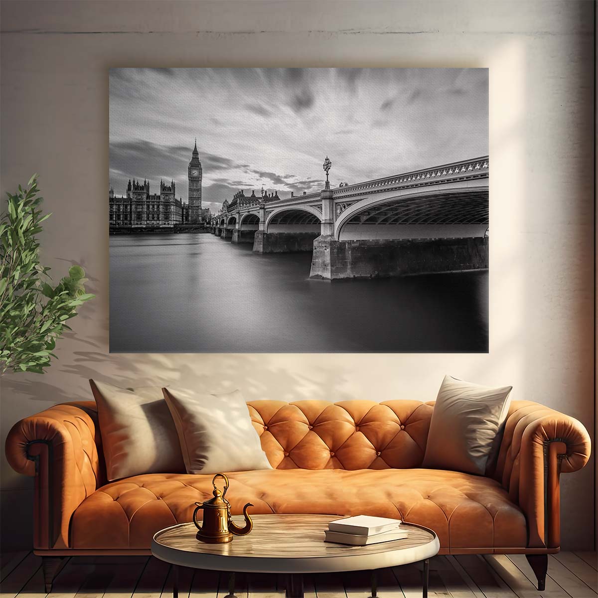 Iconic London Skyline & Big Ben Monochrome Wall Art by Luxuriance Designs. Made in USA.