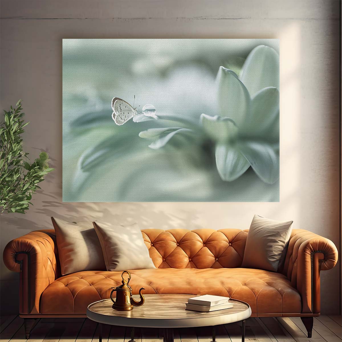 Pastel Butterfly Macro Photography with Water Droplets Wall Art