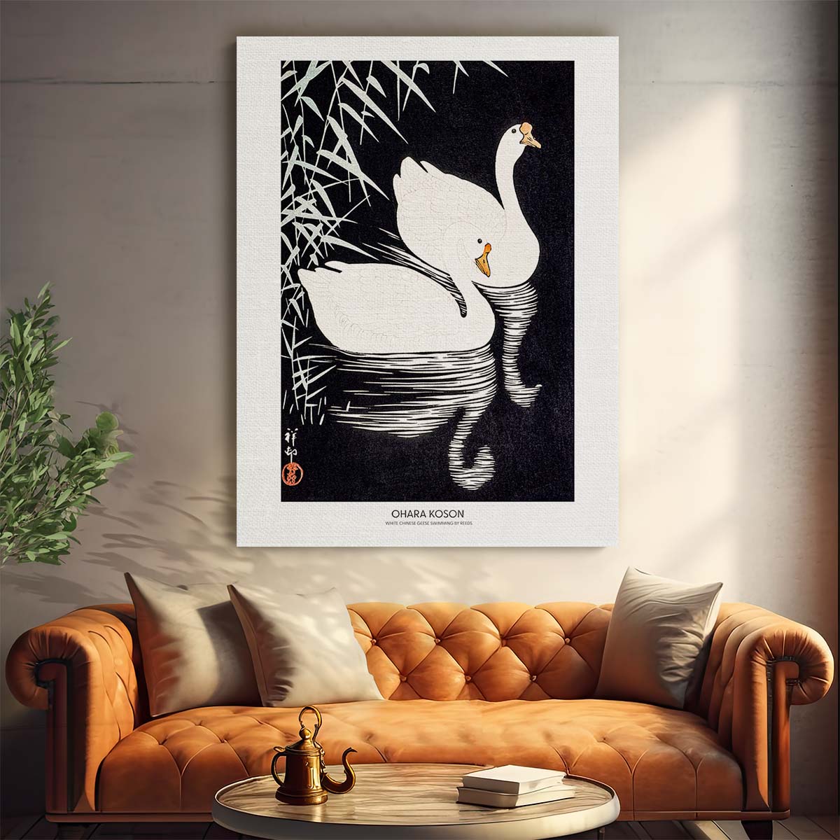 Vintage Japanese Geese Illustration Poster by Ohara Koson by Luxuriance Designs, made in USA