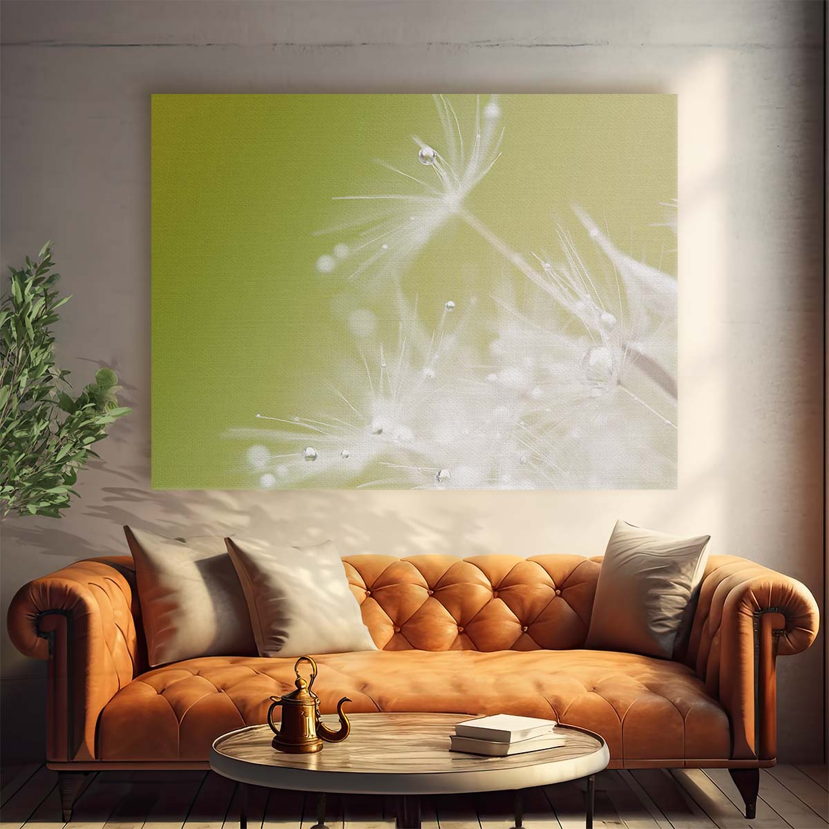 Delicate White Dandelion & Water Drops Macro Wall Art by Luxuriance Designs. Made in USA.