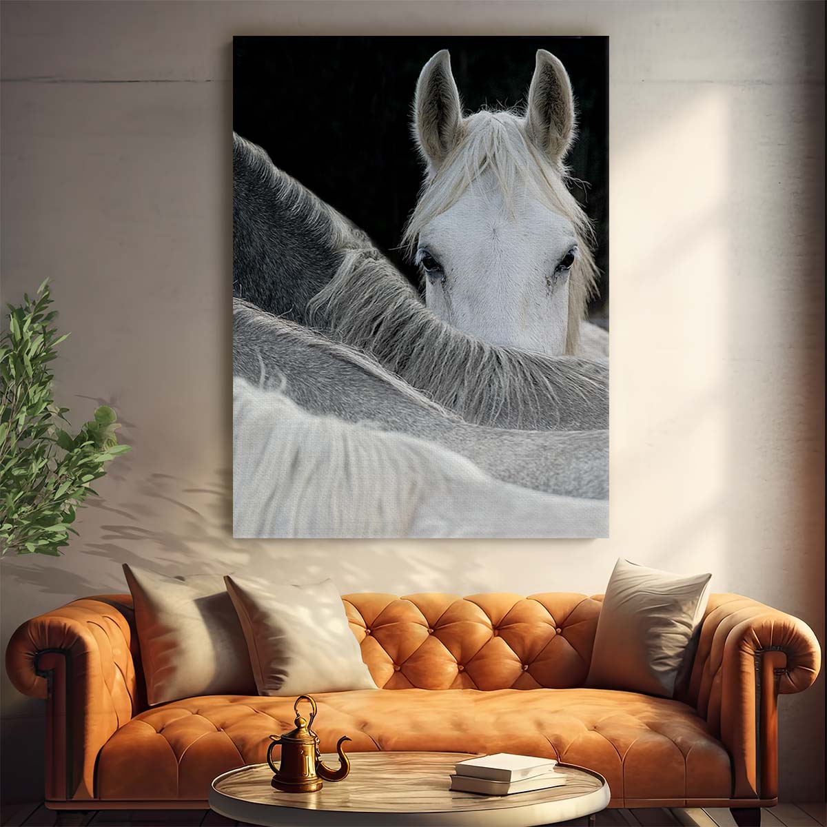 Abstract Equestrian Photography White Horses Watching by Milan Malovrh by Luxuriance Designs, made in USA