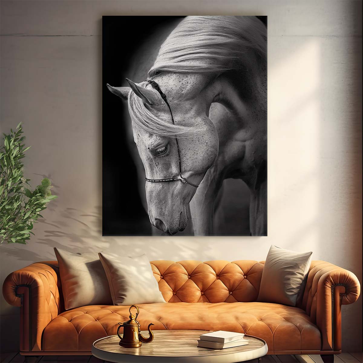 Arabian Stallion Horse Portrait, Equestrian Photography Art by Luxuriance Designs, made in USA