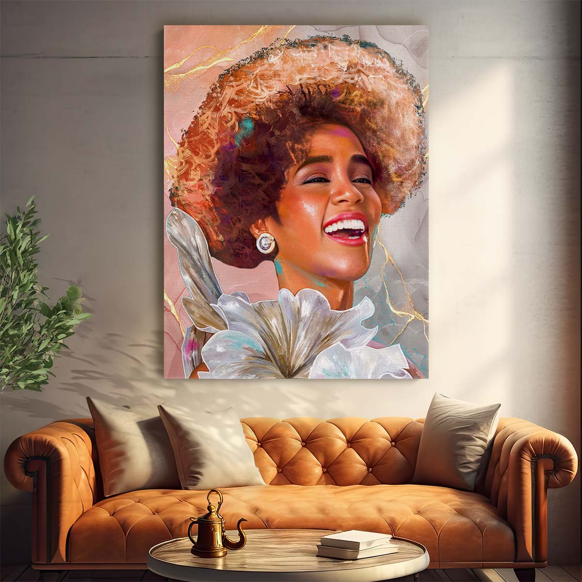 Whitney Houston Portrait Wall Art by Luxuriance Designs. Made in USA.