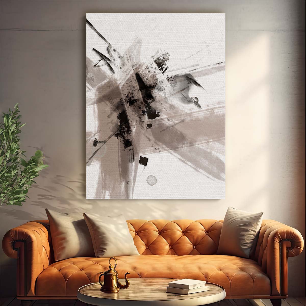 Abstract Geometric Illustration Painting with Color Splash by Luxuriance Designs, made in USA