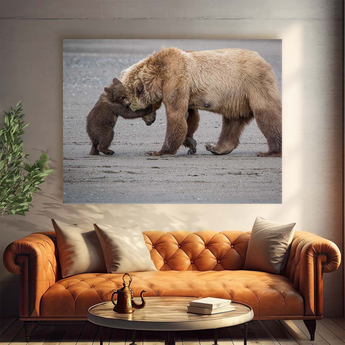 Alaskan Brown Bear Family Embrace Wall Art by Luxuriance Designs. Made in USA.