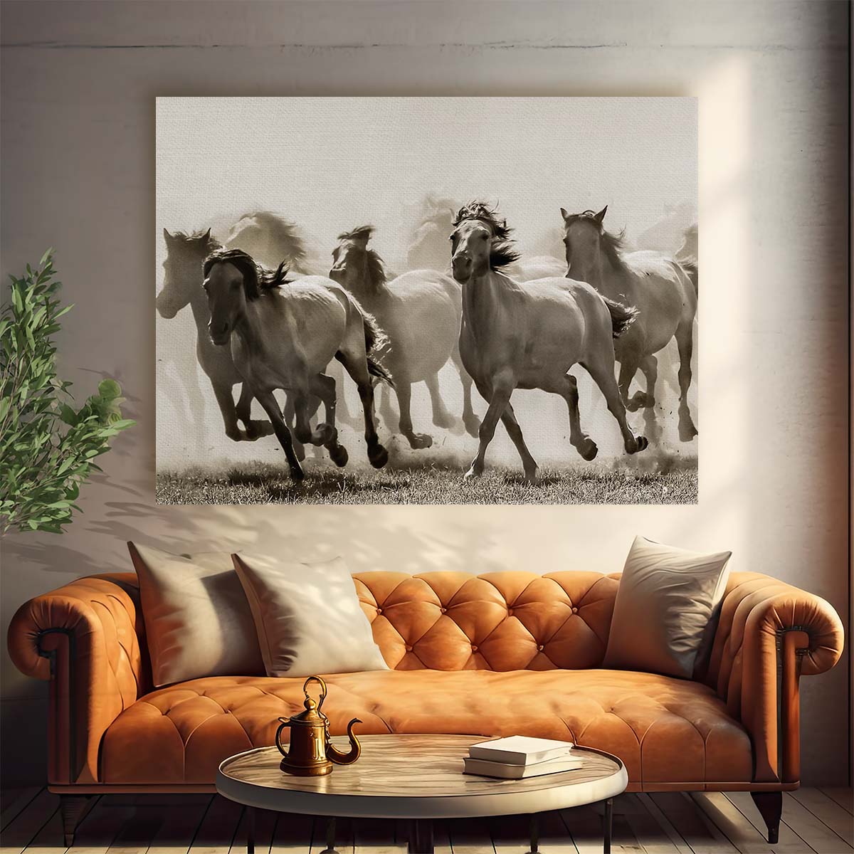 Dramatic HighSpeed Horse Herd Wall Art by Luxuriance Designs. Made in USA.