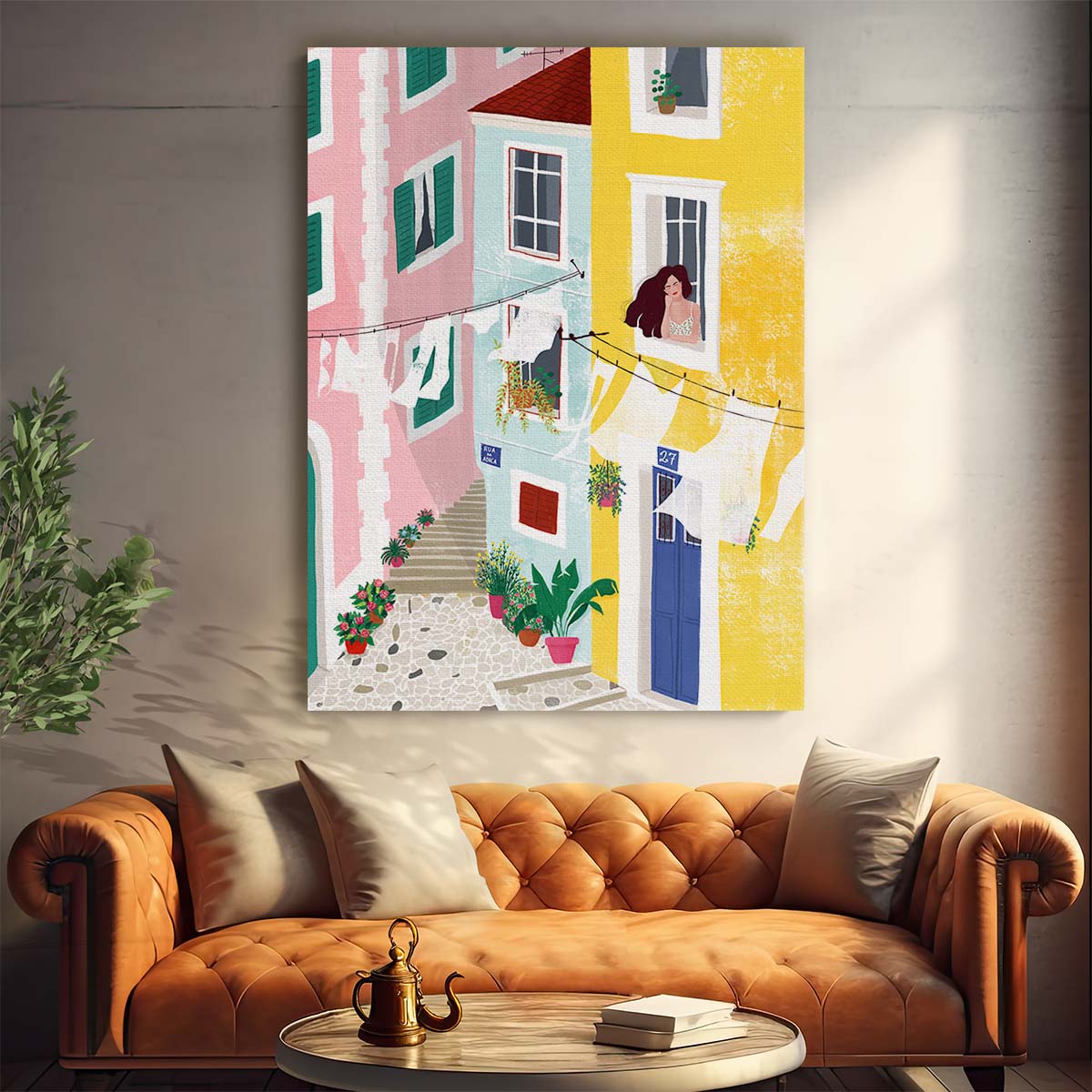 Colorful Urban Summer Girl Illustration Wall Art by Luxuriance Designs, made in USA