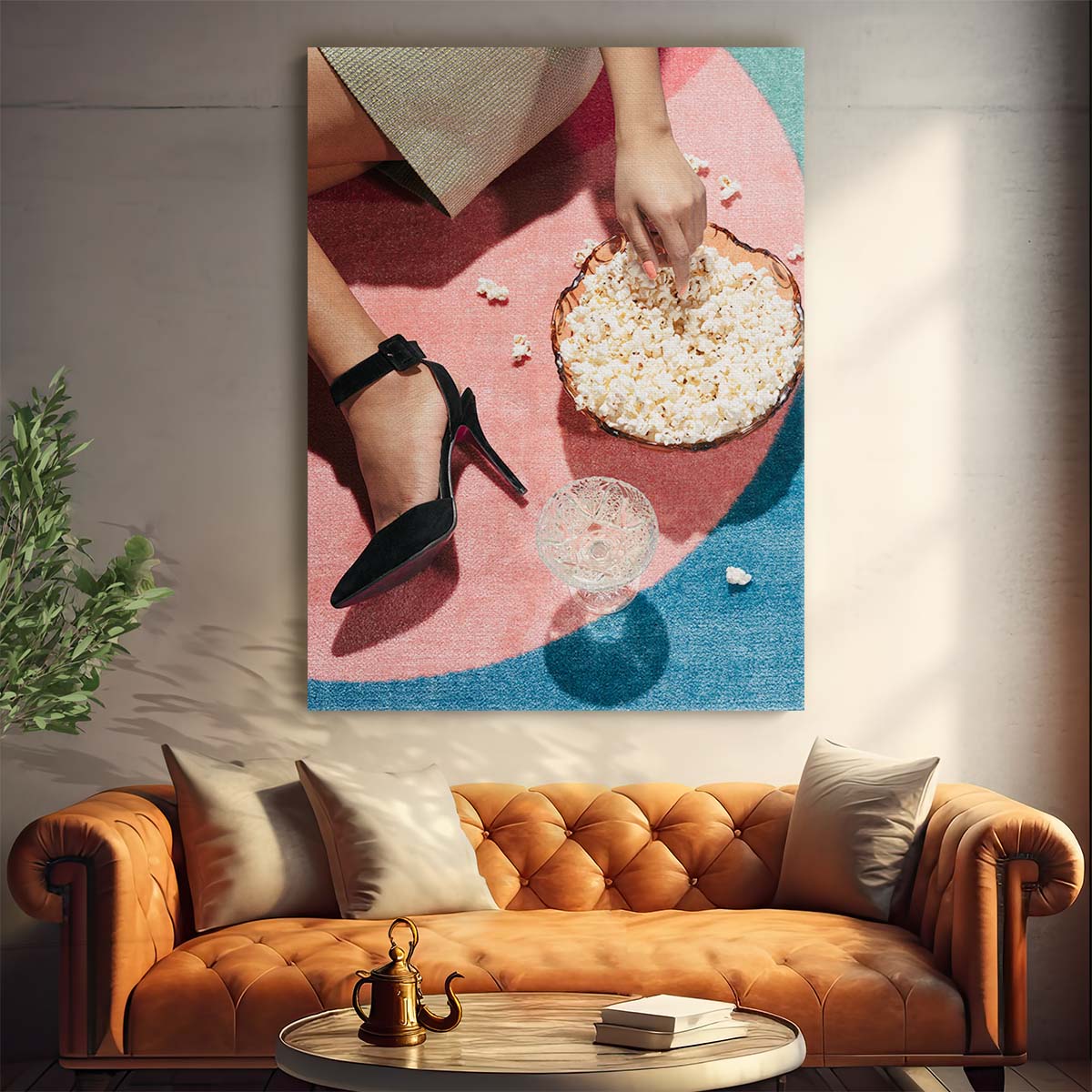 Vintage Pastel High Heels & Popcorn Fashion Photography Portrait by Luxuriance Designs, made in USA