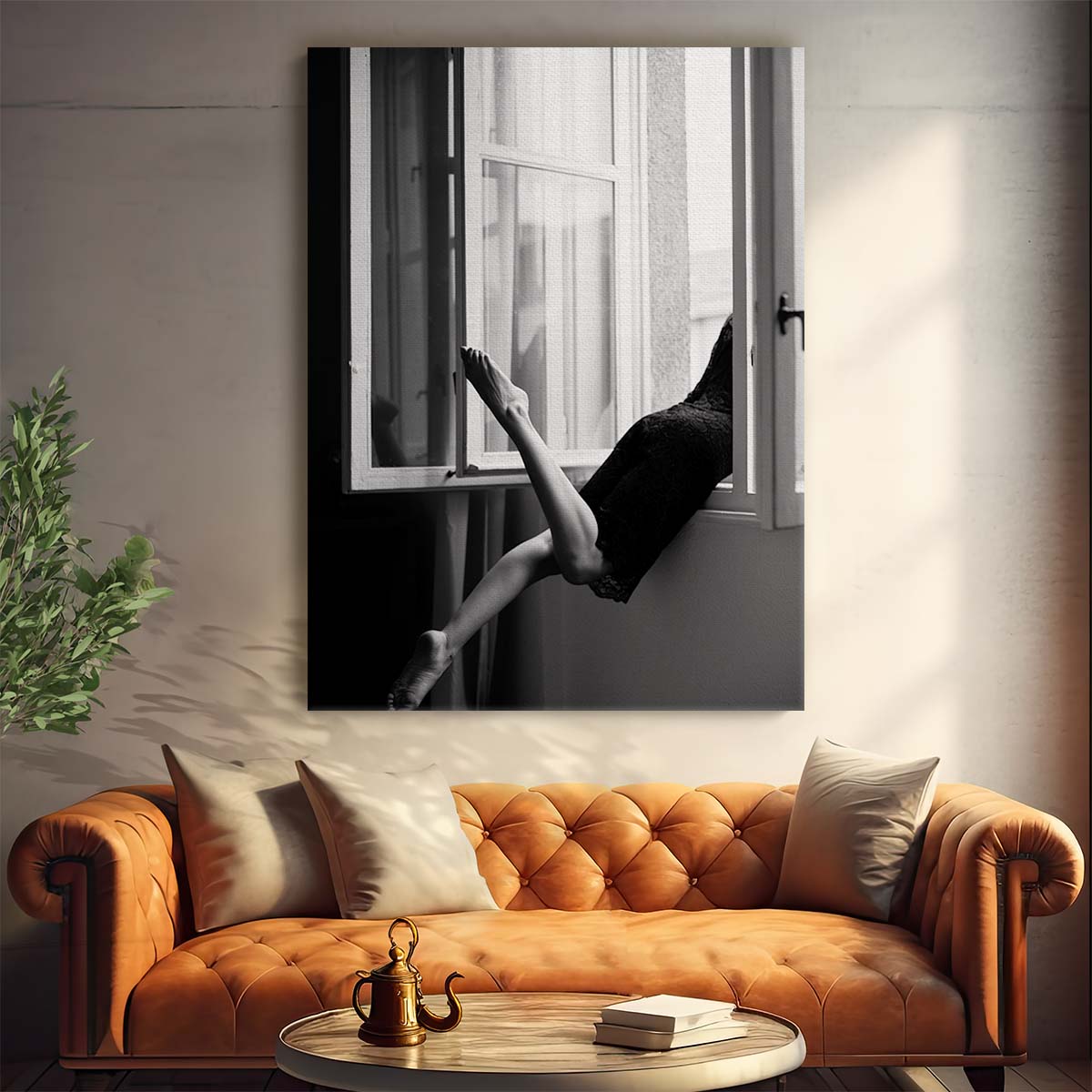 Vintage Monochrome Woman Portrait, Abstract Jazz Mood Photography Art by Luxuriance Designs, made in USA