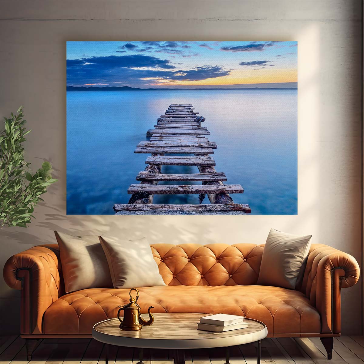 Serene Zadar Pier Seascape Tranquil Ocean Wall Art by Luxuriance Designs. Made in USA.