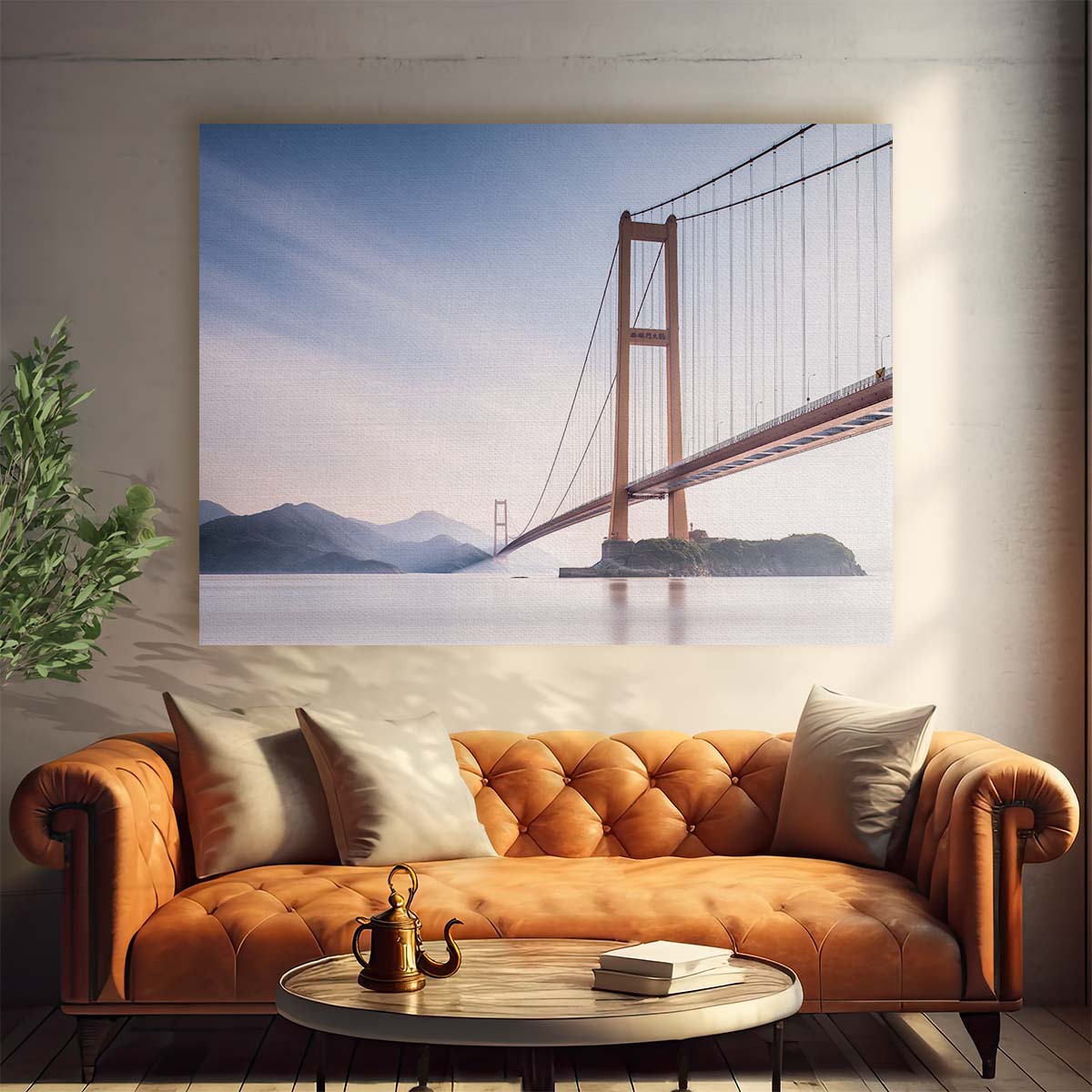 Misty Xihou Bridge & Moon Bay China Seascape Wall Art by Luxuriance Designs. Made in USA.