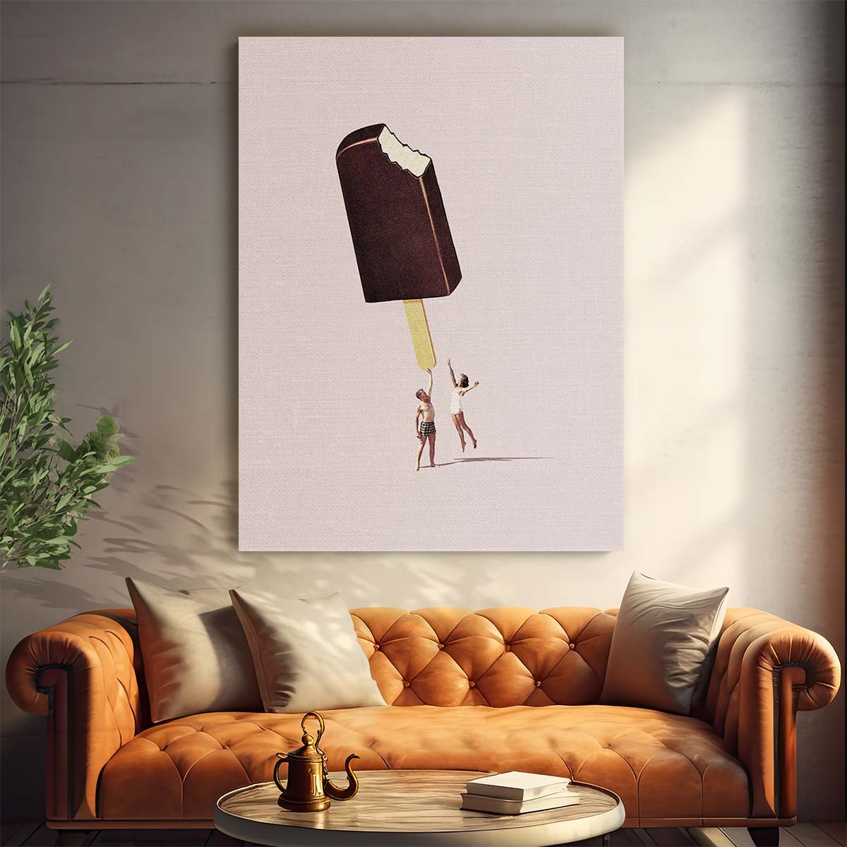 Mid-Century Ice Cream Duo Joyful Illustration Wall Art by Luxuriance Designs, made in USA