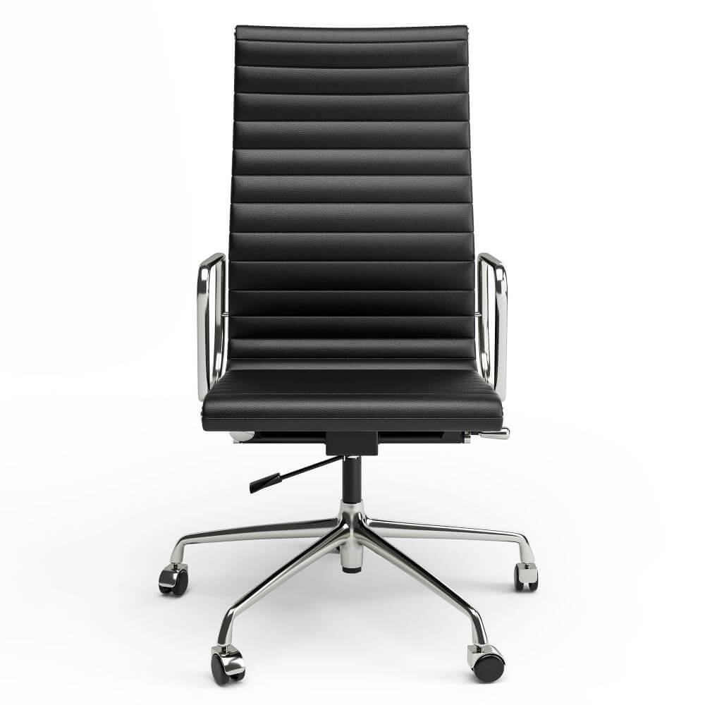 Luxuriance Designs - Eames Aluminum Group Chair - Black Color and High Backrest Front View - Review