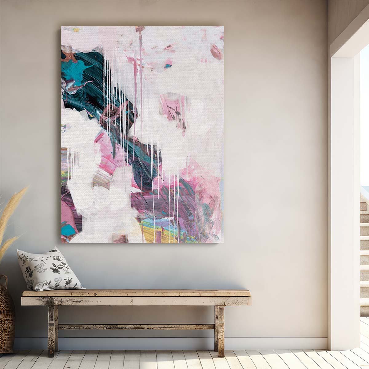 Contemporary Minimalistic Abstract Illustration in Colorful Brush Strokes by Luxuriance Designs, made in USA