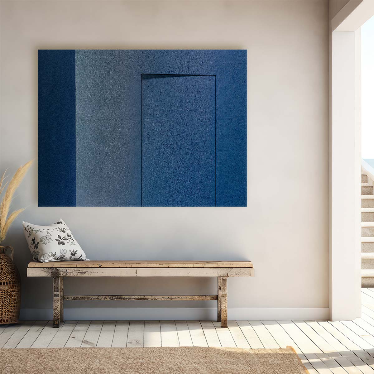 Minimalist Blue Doorway Geometry Abstract Wall Art by Luxuriance Designs. Made in USA.