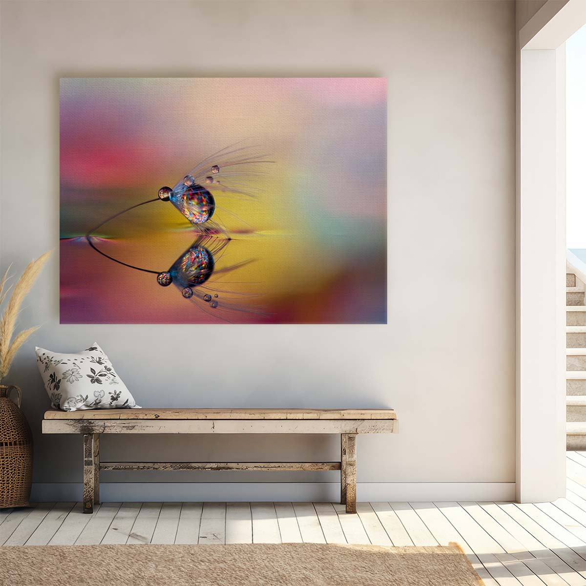 Pastel Water Droplets & Soft Reflections Wall Art by Luxuriance Designs. Made in USA.