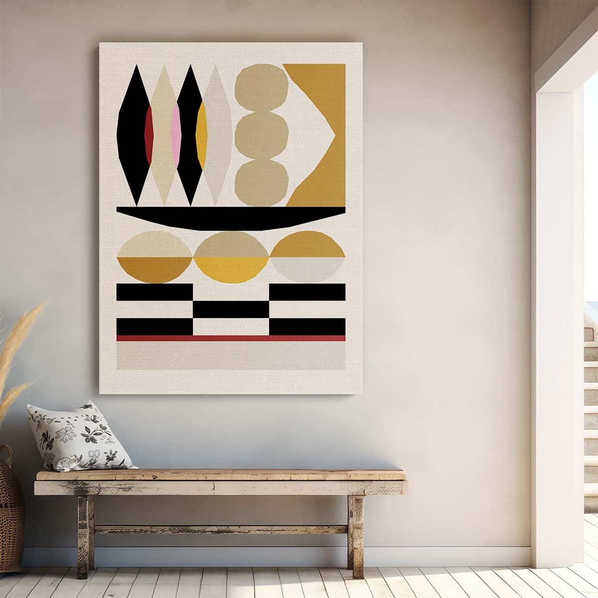 NKTN Boho Abstract Geometric Shapes Illustration on White Background by Luxuriance Designs, made in USA