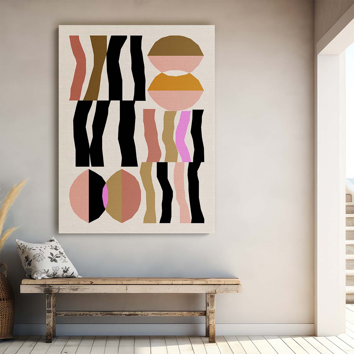 Colorful Geometric Abstract Illustration, NKTN's Boho Composition 26 by Luxuriance Designs, made in USA