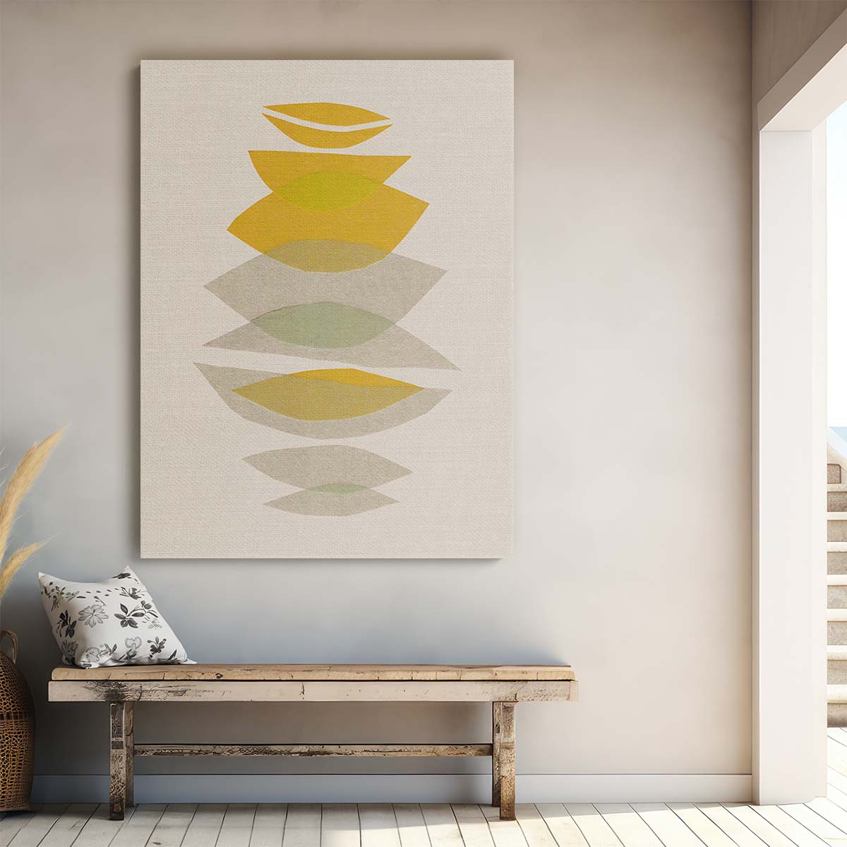 Playful Yellow Abstract Petals Boho Illustration in Collage Style by Luxuriance Designs, made in USA