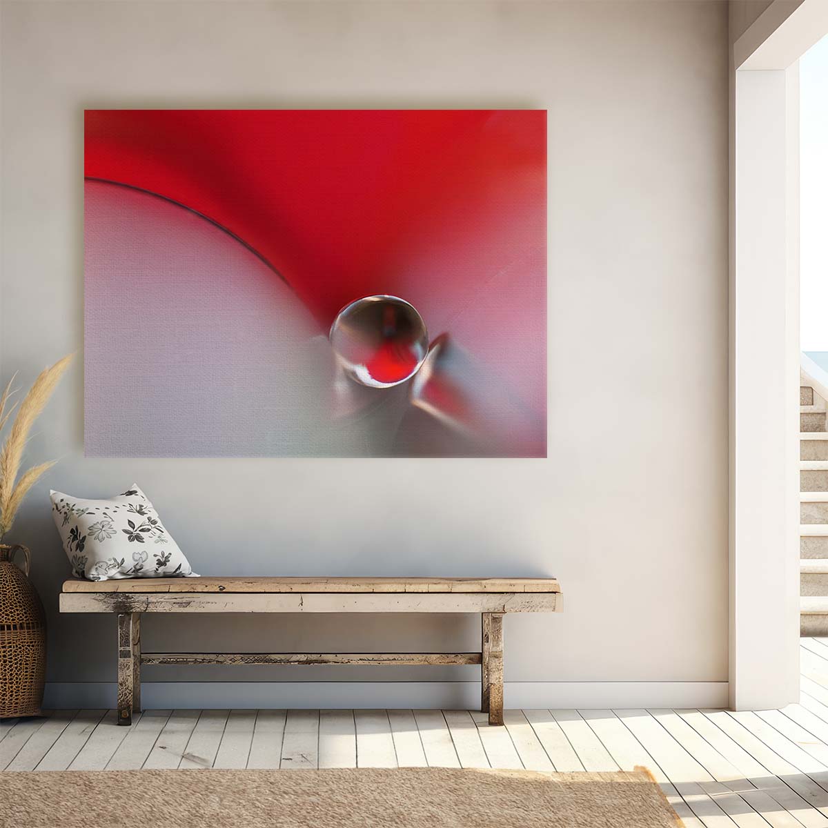 Red Pearl Droplet Macro Abstraction Wall Art by Luxuriance Designs. Made in USA.