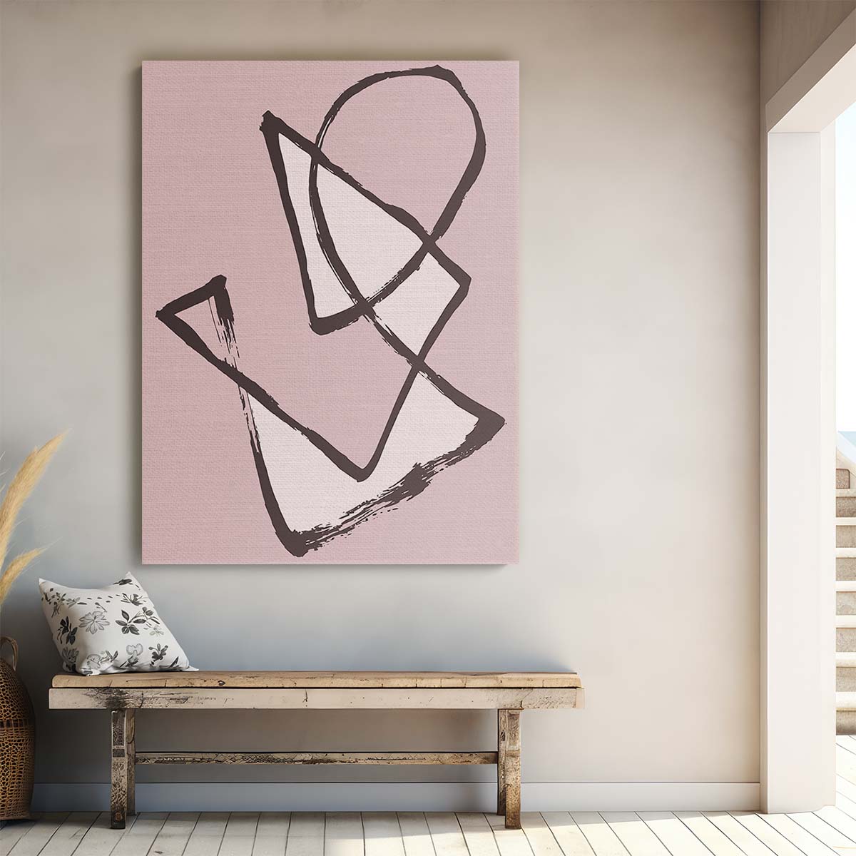 Colourful Abstract Pink Line Art Illustration Wall Decor by Luxuriance Designs, made in USA