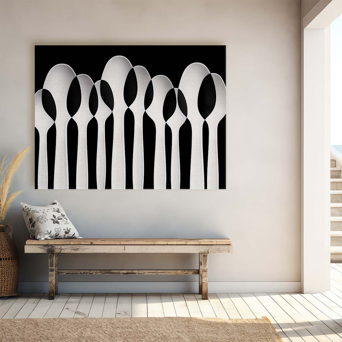 Monochrome Zebra & Forest Spoon Pattern Wall Art by Luxuriance Designs. Made in USA.