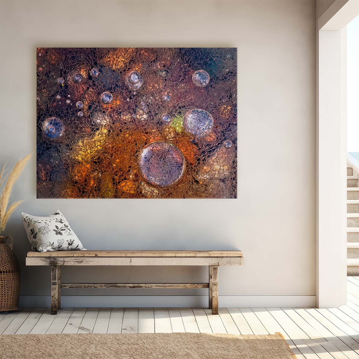 Frozen Cosmos & Autumnal Landscape Abstract Wall Art by Luxuriance Designs. Made in USA.