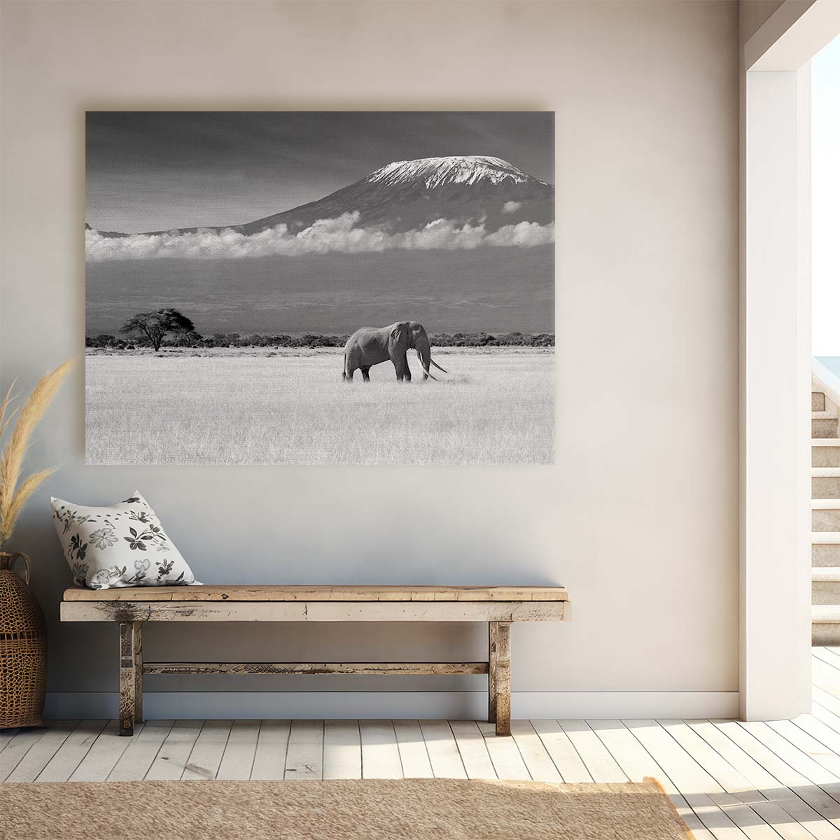 Majestic African Elephant & Kilimanjaro Wall Art by Luxuriance Designs. Made in USA.