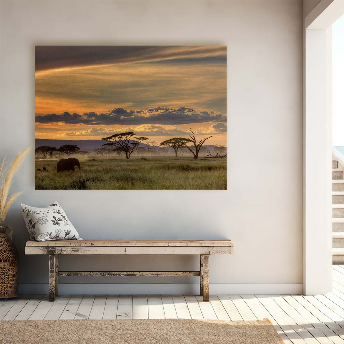 Serengeti Sunset Elephant Safari Wildlife Photography Wall Art