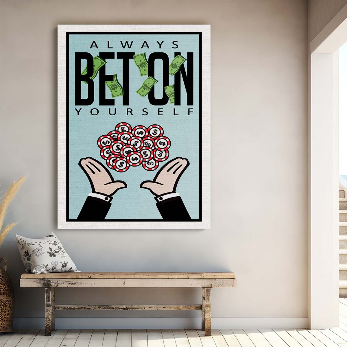 Always Bet On Yourself Alec Monopoly Wall Art by Luxuriance Designs. Made in USA.