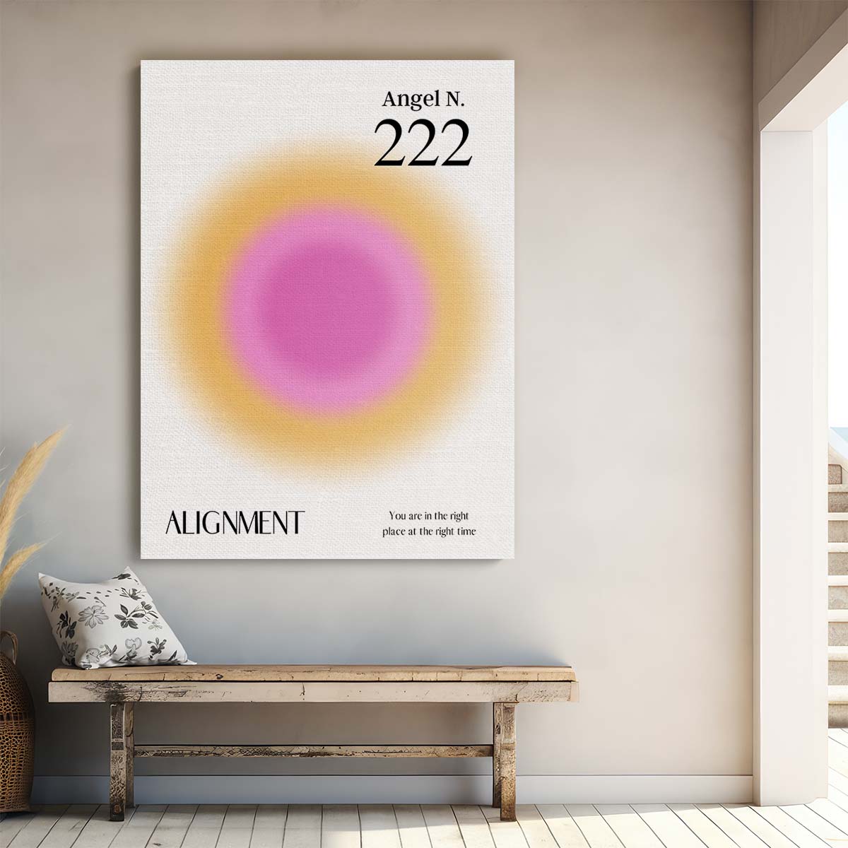 Colorful Angel Number 222 Illustration Positive Energy Manifestation Poster by Luxuriance Designs, made in USA