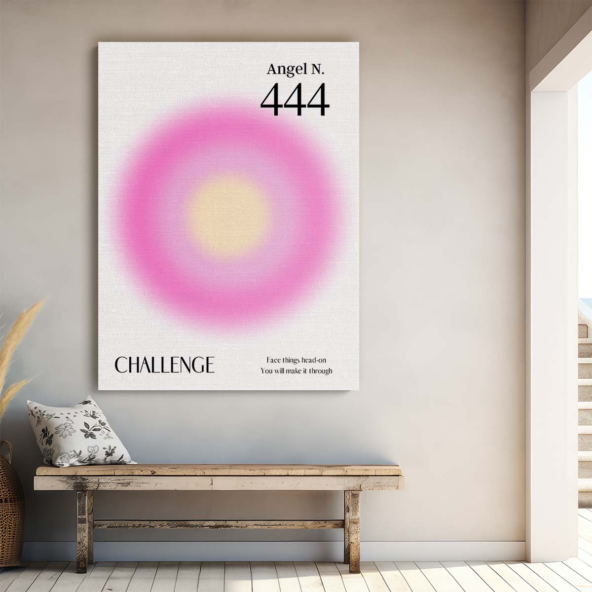 Colorful Angel Number 444 Illustration Inspirational Aura Manifestation Art by Luxuriance Designs, made in USA