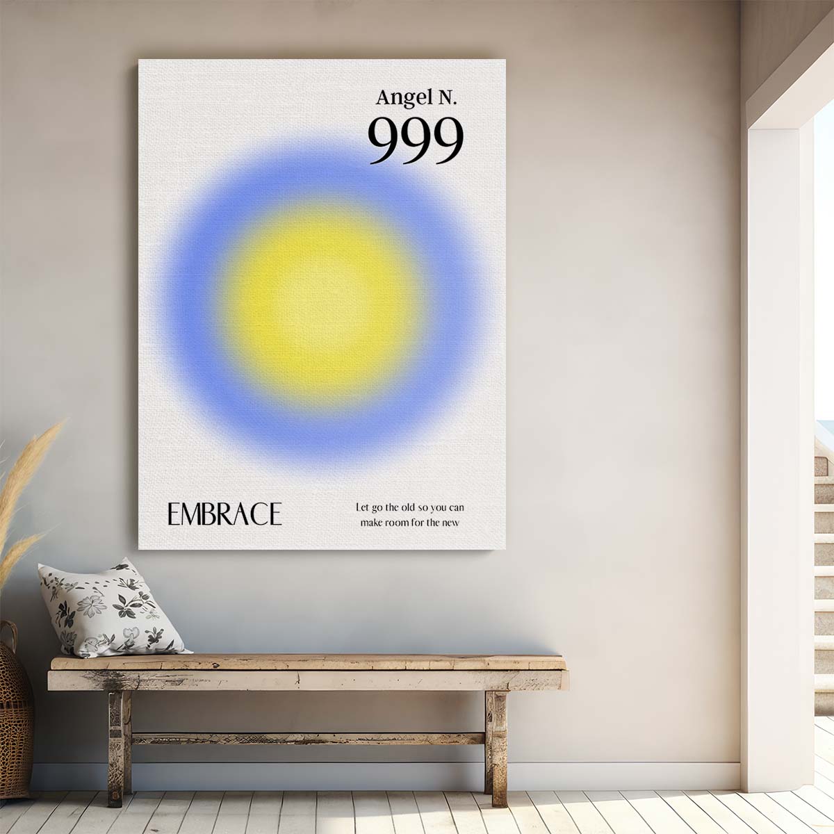 Colorful Angel Number 999 Illustration Positive Energy Manifestation Poster by Luxuriance Designs, made in USA