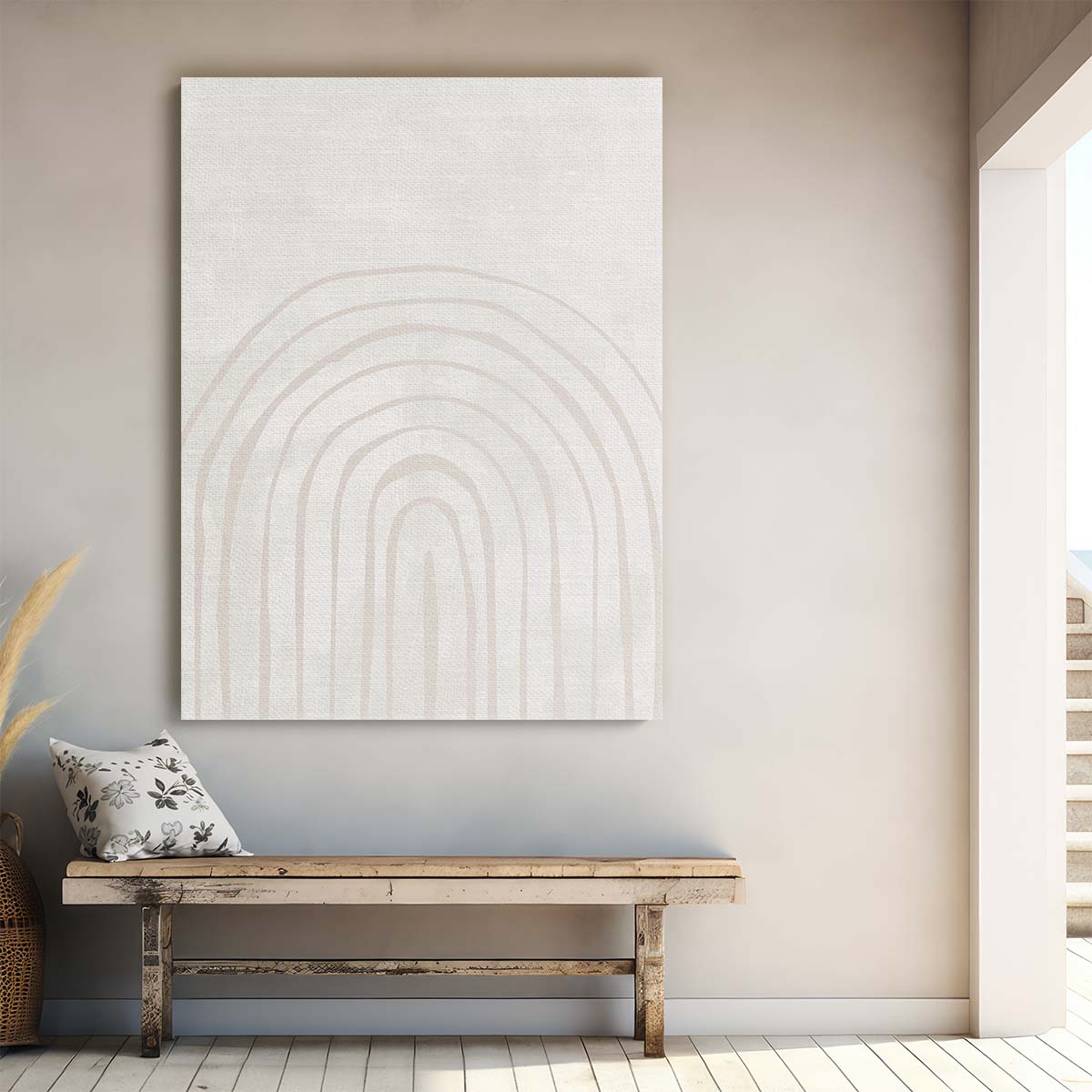 Abstract Beige Arch Geometry Illustration - Symmetrical Graphic Artwork by Luxuriance Designs, made in USA