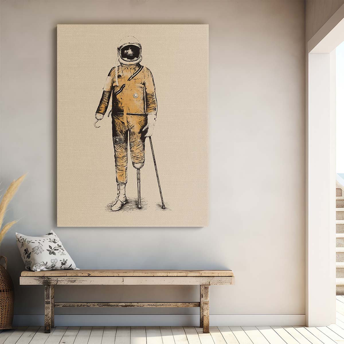 Minimalistic Space Astronaut Art Poster, Astropirate by Florent Bodart by Luxuriance Designs, made in USA