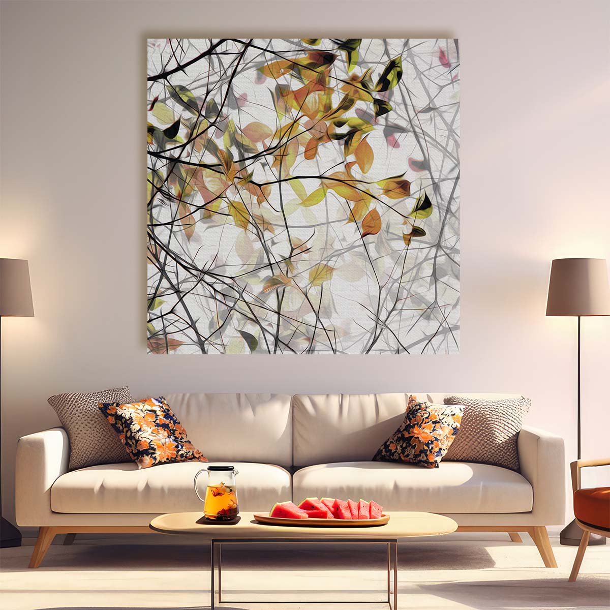 Autumn Leaves & Twigs Creative Edit Wall Art by Luxuriance Designs. Made in USA.